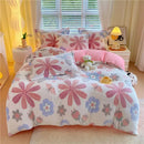 Axyaa Cartoon Style Fluffy Coral Fleece Duvet Cover - Queen/King Size