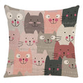 Axyaa Cartoon Animal Linen Throw Pillow Case for Home Living Room Sofa Decor