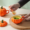 Axyaa Pumpkin Ceramic Mug with Spoon, Scalding-proof Handle, Cute Halloween Design