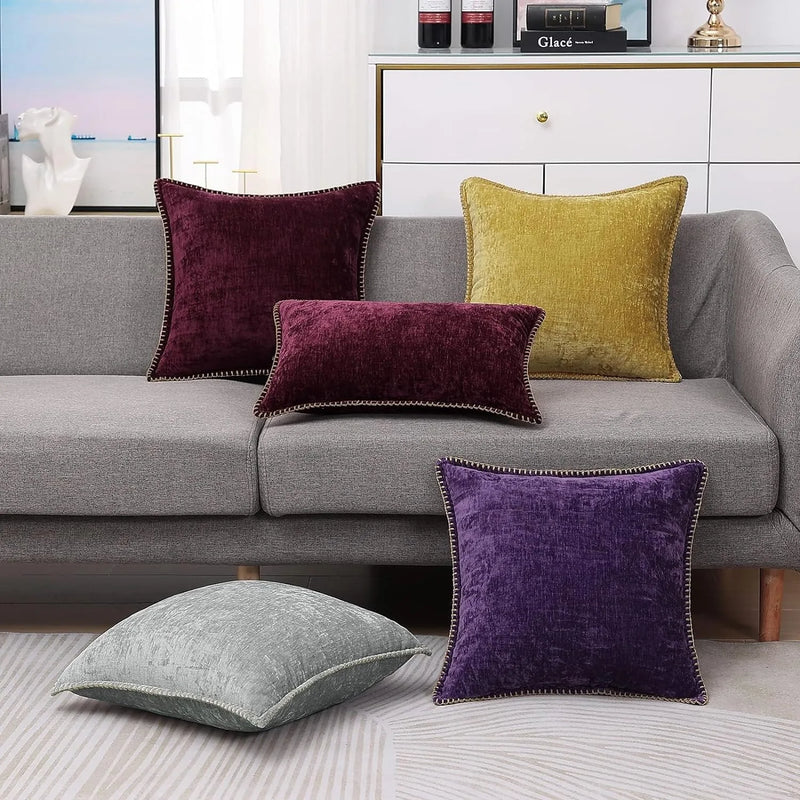 Axyaa Soft Chenille Throw Pillow Cases 18x18 Inch for Couch and Sofa