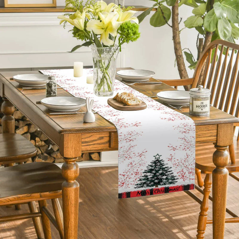 Axyaa Christmas Snowflake Table Runner - Farmhouse Dining Decor
