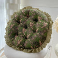 Axyaa Small Floral Rattan Chair Seat Cushion with Lace Round Design