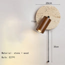 Natural Stone Wood Wall Lamp With Switch Sconce - Axyaa Bedside Reading Light