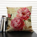 Axyaa Retro Flowers Pattern Cushion Cover - European & American Style Pillow Case