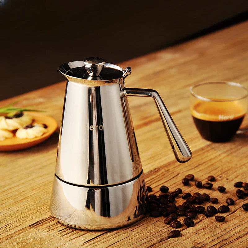 Axya Stainless Steel Moka Pot Italy Coffee Maker Induction Cooker Espresso Utensils