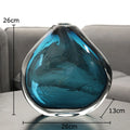 Axyaa Ocean Blue Glass Vase: Artificial Flower Room Decor