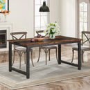 Axyaa Industrial Dining Table for 6-8, 63"x31.5", Rectangular Kitchen Dinner Table