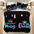 Axyaa Crown Letter Duvet Cover Set 3-Piece with Soft Breathable HD Printing Bedding