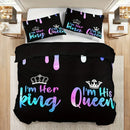 Axyaa Crown Letter Duvet Cover Set 3-Piece with Soft Breathable HD Printing Bedding