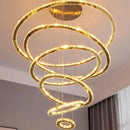 Axyaa Crystal Stair Chandelier - Modern LED Ceiling Hanging Light for Living Room