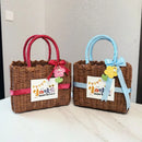 Axyaa Square Rattan Storage Basket with Handle - Hand-woven Plastic Hanging Baskets