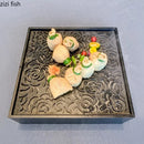 Axya Square Melamine Sushi Plate Hollow Out Design for Restaurant Tableware