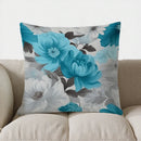 Axyaa Blue & White Floral Pattern Pillow Cover for Sofa Bedroom Car