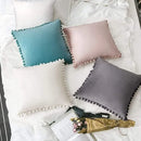 Axyaa Velvet Pompom Throw Pillow Cover - European Luxury Cushion Case