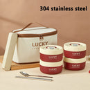 Axyaa Stainless Steel Insulated Lunch Box Set with Cutlery and Thermal Bag