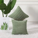 Axyaa Fluffy Corduroy Pillowcase White Green 45x45 Throw Cushion Cover