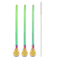 Stainless Steel Bent Straws Set with Brush - Axyaa Cocktail Party Accessories