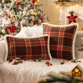 Axyaa Christmas Plush Pillowcase: Winter Plaid Edge, Imitation Rabbit Hair, Sofa Cushion Cover.