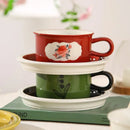 Axyaa Ceramic Latte Coffee Cup Set with Saucer - Household Restaurant Tea Mug