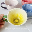 Axyaa Flower Shape Ceramic Coffee Cup Pair Office Home Mug