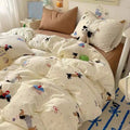 Axyaa Korean Cute Girls Polyester Bedding Set Twin Queen Full Size Quilt Cover