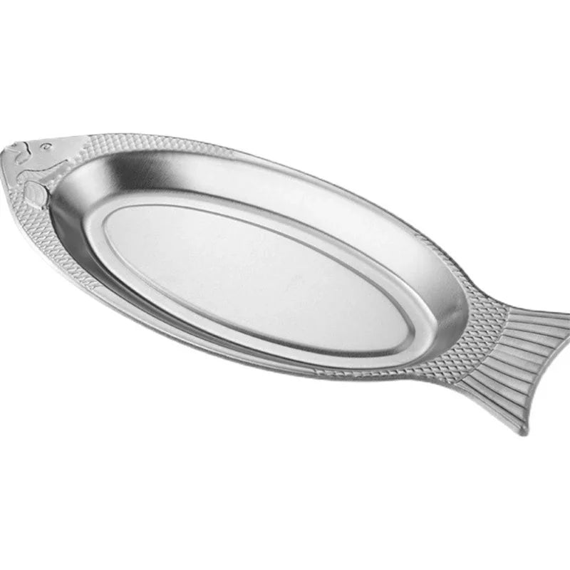 Axya Stainless Steel Steamed Fish Plate, Creative Egg Plate, Barbecue Tray - Korean Style