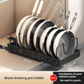 Axyaa Sliding Pot Lid Holder Rack Adjustable Under Cabinet Organizer Shelf