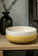 Axyaa 8-inch Matte Sesame Glazed Salad Plate - Deep Round Vegetable Bowl