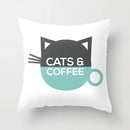 Axyaa Coffee Print Polyester Throw Pillow Case for Home Sofa Chair Decor