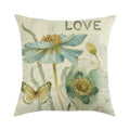 Axyaa Floral Print Linen Pillow Case for Home Decor - 45*45cm