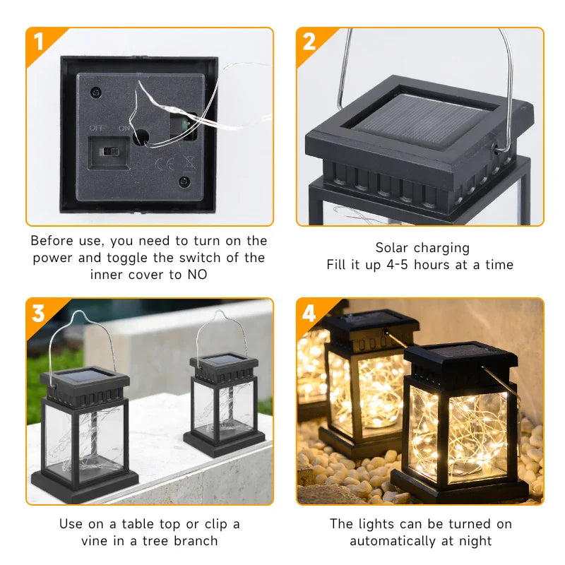 Axyaa Solar Lantern Light: Waterproof LED Hanging Lamp for Outdoor Garden Decor