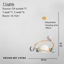 Axyaa LED Glass Ball Chandelier Earth Pendant Lamp - Artistic Circular Hanging Lights