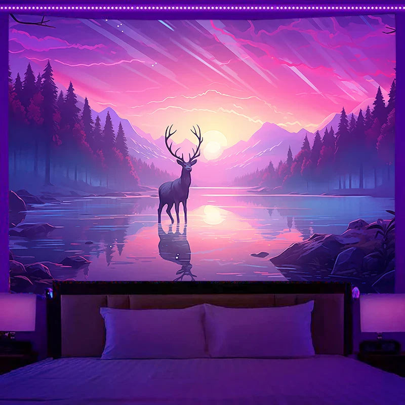 Axyaa Fantasy Starry Sky Cat Tapestry for Home Bedroom Hippie Decor