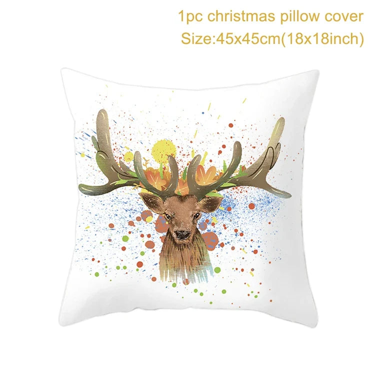 Axyaa Christmas Cushion Cover 2022: Merry Decorations, Navidad, Noel, Xmas Gifts, Happy New Year 2023