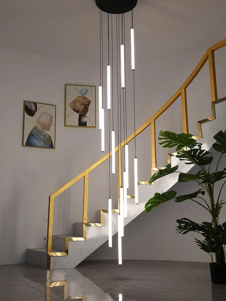 Axyaa Acrylic Stair Pendant Lights: Modern Minimalist Design for Elegant Loft Spaces