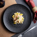 Axyaa Matte Ceramic Steak Pasta Dessert Salad Plate Hammer Pattern Shallow Restaurant Tableware