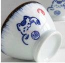 Axyaa Ceramic Lucky Cat Rice Bowl Set - 5" Bamboo Hat Household Tableware