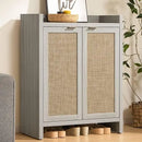 Axyaa 24 Pair Shoe Storage Cabinet, Rattan Doors, 6-Tier Farmhouse Style