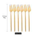 Axyaa Mirror Stainless Steel Dinner Fork Set - 6Pcs Flatware Gold Silverware