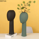 Axyaa Abstract Human Head Ceramic Vase for Desk Decoration and Flower Arrangement