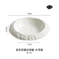 Axyaa Rock Pattern Ceramic Deep Plate - High-grade White Dinner Plate for Home & Restaurant