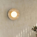Axyaa Yellow Travertine Glass Sconce Light with Switch