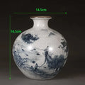 Axyaa Blue and White Qing Dynasty Porcelain Vase - Jiangnan Water Town Pattern
