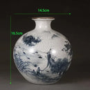 Axyaa Blue and White Qing Dynasty Porcelain Vase - Jiangnan Water Town Pattern