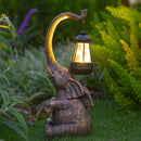 Axyaa Solar Elephant Lawn Lamp: Outdoor Resin Animal Lantern for Garden Decoration