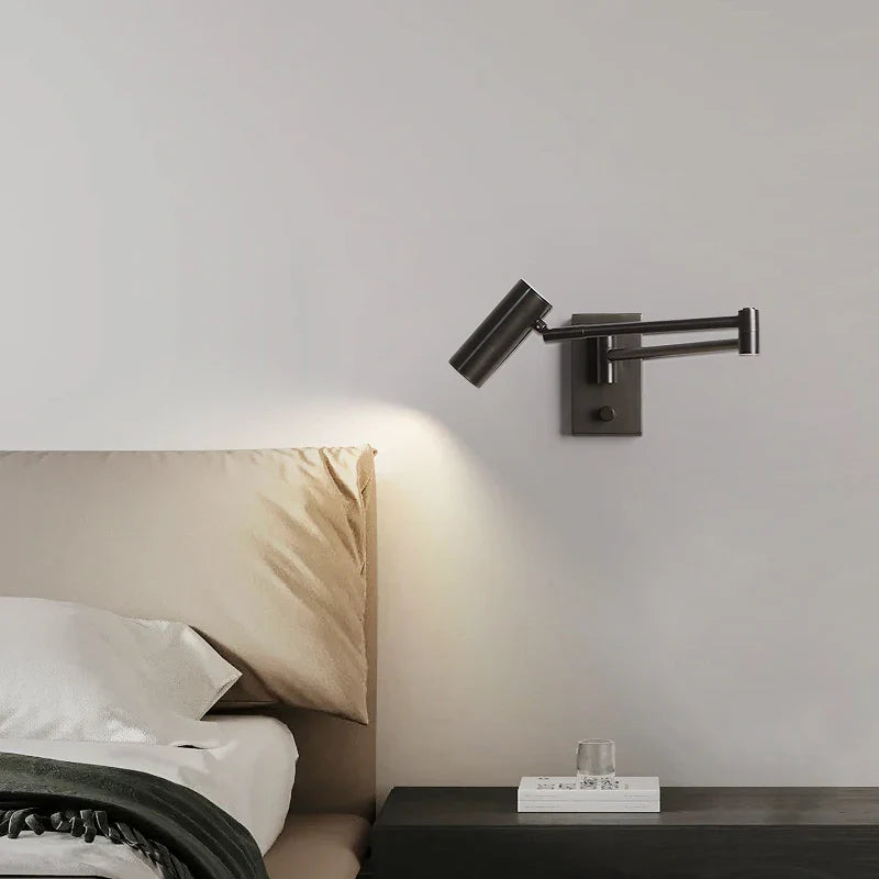 Axyaa Modern Black Adjustable LED Wall Lamp for Bedroom Living Room Reading