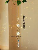 Axyaa Boho Crystal Sun Catcher Hanging Ornaments with Gold Chain - Window Wall Garden Decor