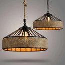 Axyaa Vintage Hemp Rope Iron Cage Chandelier Pendant Lamp