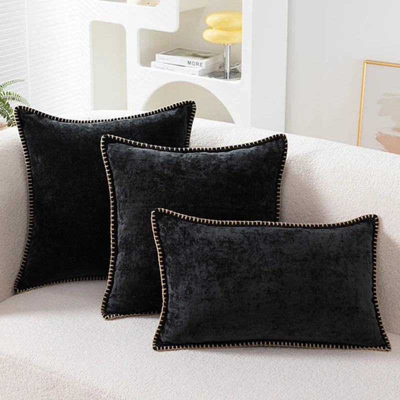 Chenille Throw Pillow Cover 30x50cm Velvet Luxury Cushions for Sofa Bed - Axyaa