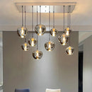 Axyaa Glass Multi-Head Pendant Light for Modern Dining Room Tables